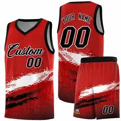 Red White and Black Graffiti Sports Basketball Jersey 1