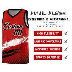 Red White and Black Graffiti Sports Basketball Jersey 2