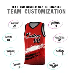 Red White and Black Graffiti Sports Basketball Jersey 4