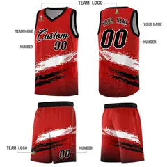 Red White and Black Graffiti Sports Basketball Jersey 5