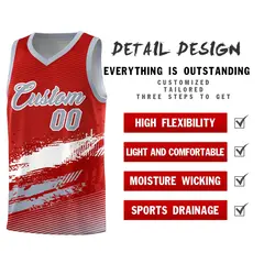 Red White and Gray Graffiti Basketball Jersey 2