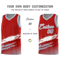 Red White and Gray Graffiti Basketball Jersey 3
