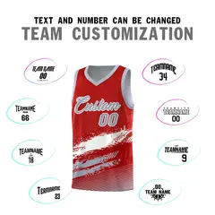 Red White and Gray Graffiti Basketball Jersey 4