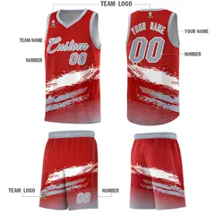 Red White and Gray Graffiti Basketball Jersey 5