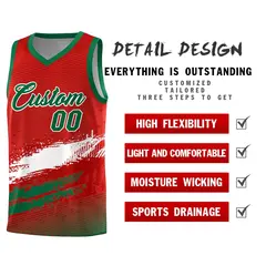 Red White and Kelly Green Graffiti Basketball Jersey 2