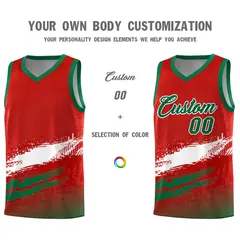 Red White and Kelly Green Graffiti Basketball Jersey 3