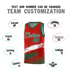 Red White and Kelly Green Graffiti Basketball Jersey 4