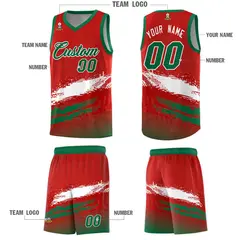 Red White and Kelly Green Graffiti Basketball Jersey 5