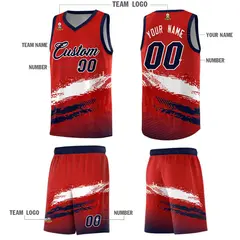 Red White and Navy Graffiti Sports Basketball Jersey 5