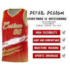Red White and Old Gold Graffiti Basketball Jersey 2