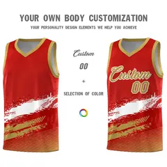 Red White and Old Gold Graffiti Basketball Jersey 3