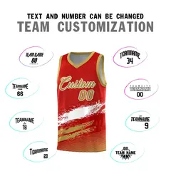 Red White and Old Gold Graffiti Basketball Jersey 4