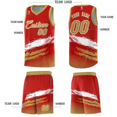 Red White and Old Gold Graffiti Basketball Jersey 5