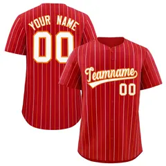 Red White and Orange Bi-Color Stripes Baseball Jersey 1