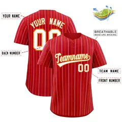 Red White and Orange Bi-Color Stripes Baseball Jersey 2