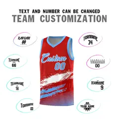 Red White and Powder Blue Graffiti Basketball Jersey 4
