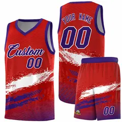 Red White and Purple Graffiti Basketball Jersey 1