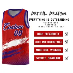 Red White and Purple Graffiti Basketball Jersey 2