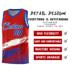 Red White and Royal Graffiti Sports Basketball Jersey 2