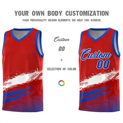 Red White and Royal Graffiti Sports Basketball Jersey 3