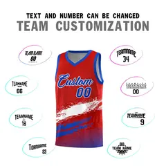 Red White and Royal Graffiti Sports Basketball Jersey 4