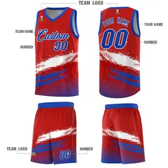 Red White and Royal Graffiti Sports Basketball Jersey 5