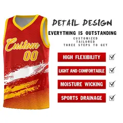 Red White and Yellow Graffiti Sports Basketball Jersey 2