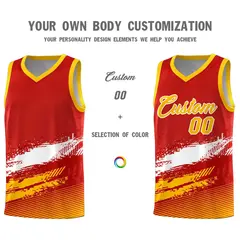 Red White and Yellow Graffiti Sports Basketball Jersey 3