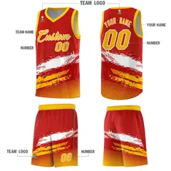 Red White and Yellow Graffiti Sports Basketball Jersey 5