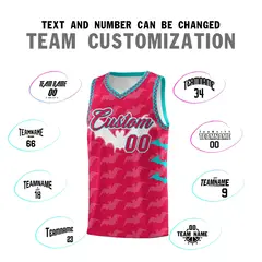 Red White Aqua Halloween Bat Pattern Basketball Jersey 4