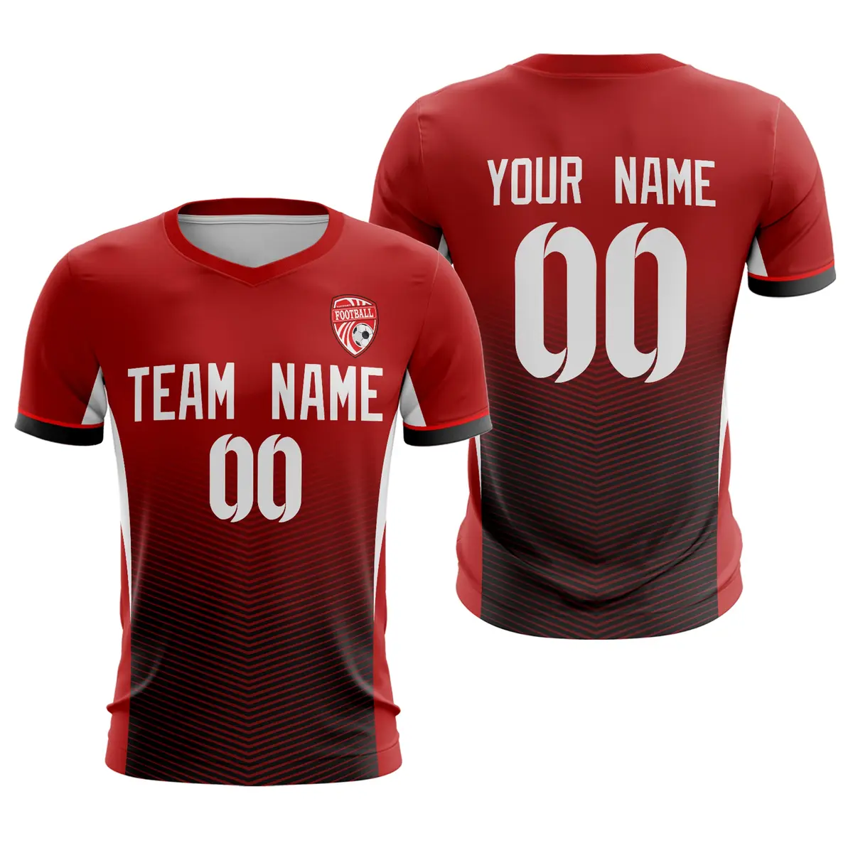 Red White Athletic Sport Soccer Jersey