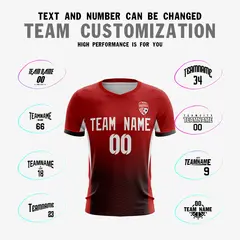 Red White Athletic Sport Soccer Jersey 4
