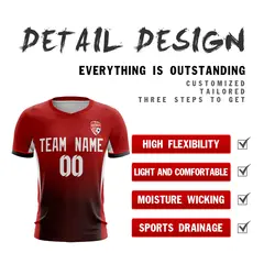 Red White Athletic Sport Soccer Jersey 5