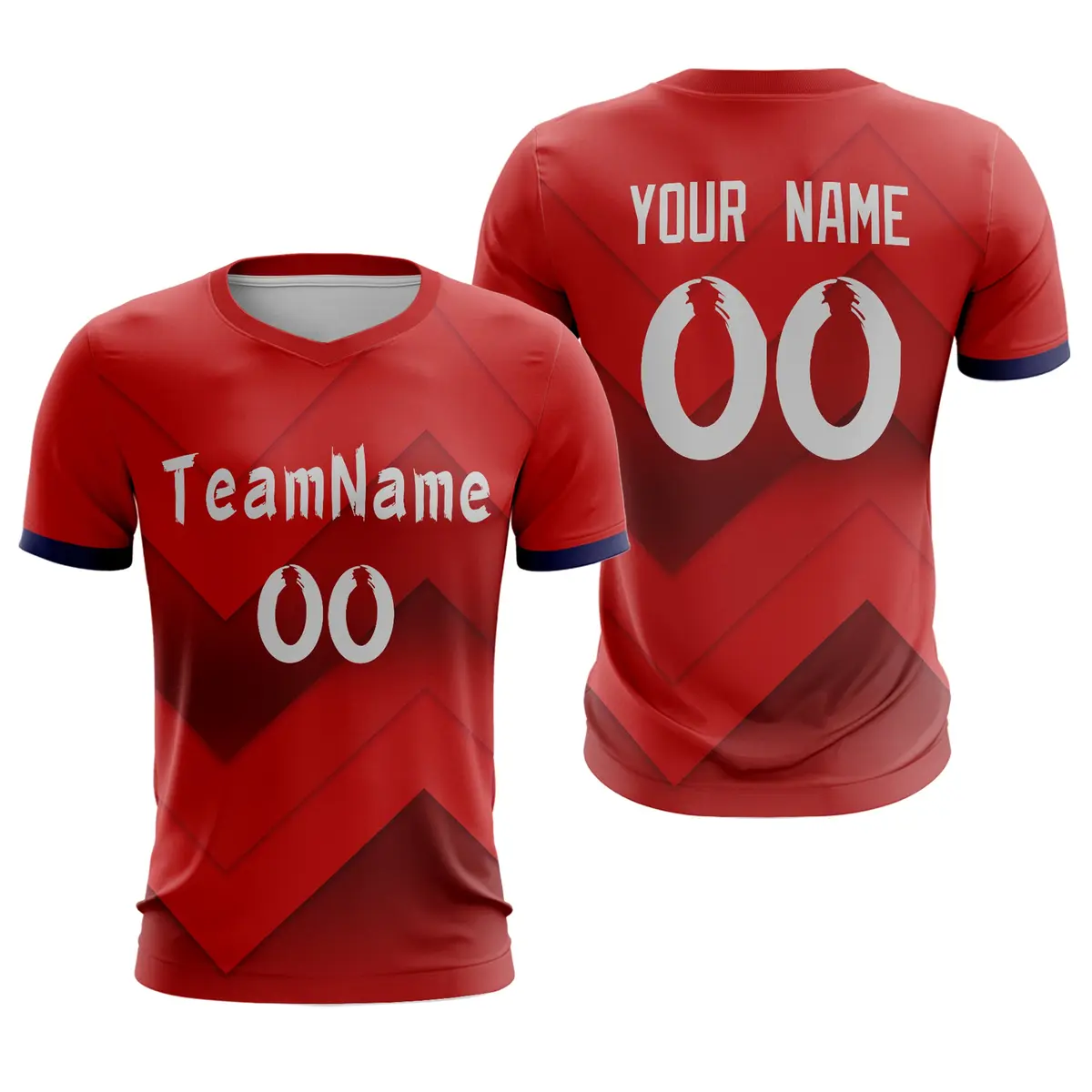 Red White Athletic Sport Soccer Jersey