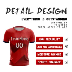Red White Athletic Sport Soccer Jersey 4