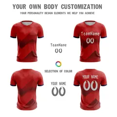 Red White Athletic Sport Soccer Jersey 5