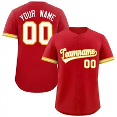 Red White Authentic Full-Button Baseball Jersey