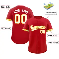 Red White Authentic Full-Button Baseball Jersey 2