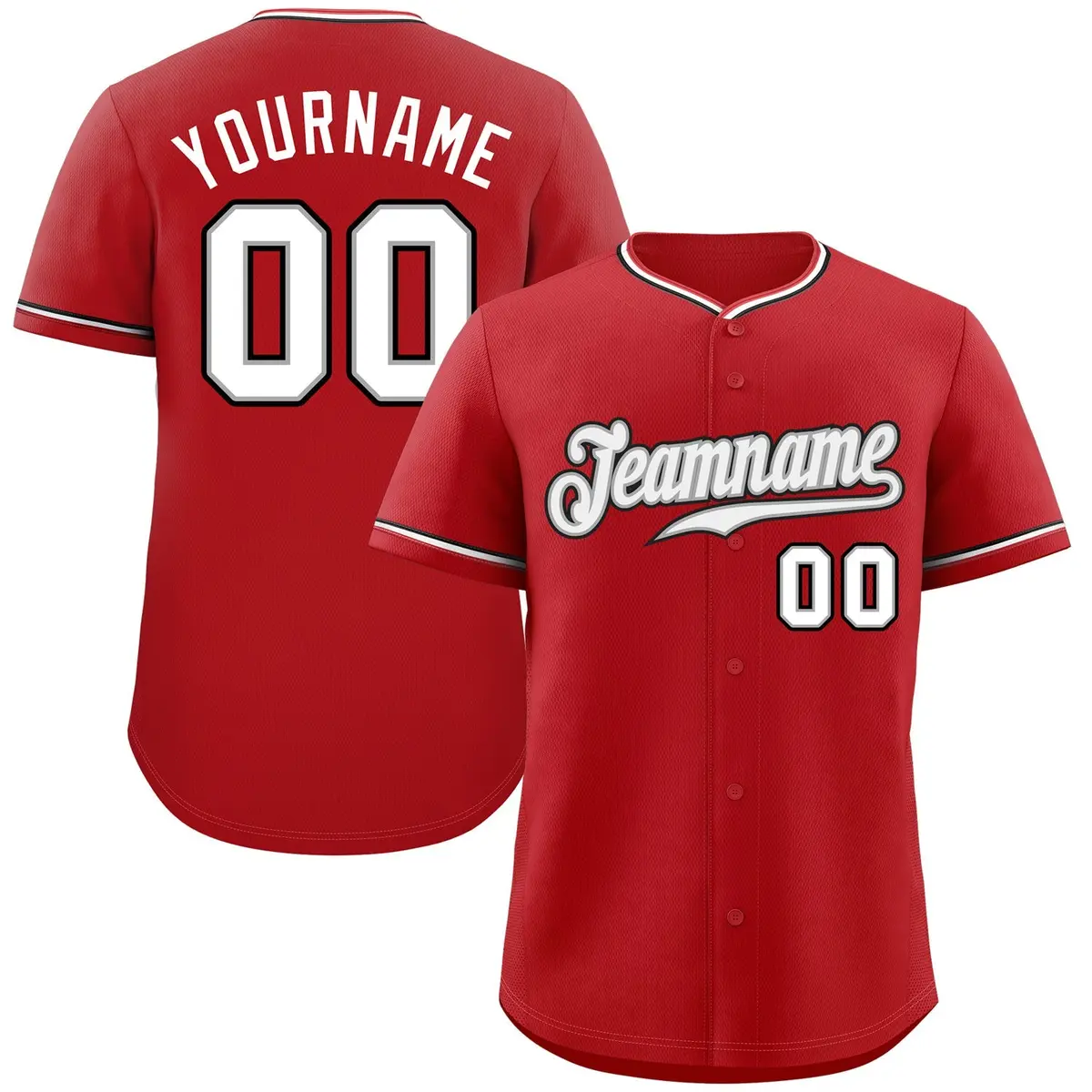 Red White-Black Authentic Classic Baseball Jersey