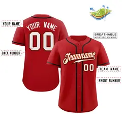 Red White-Black Authentic Classic Baseball Jersey 2