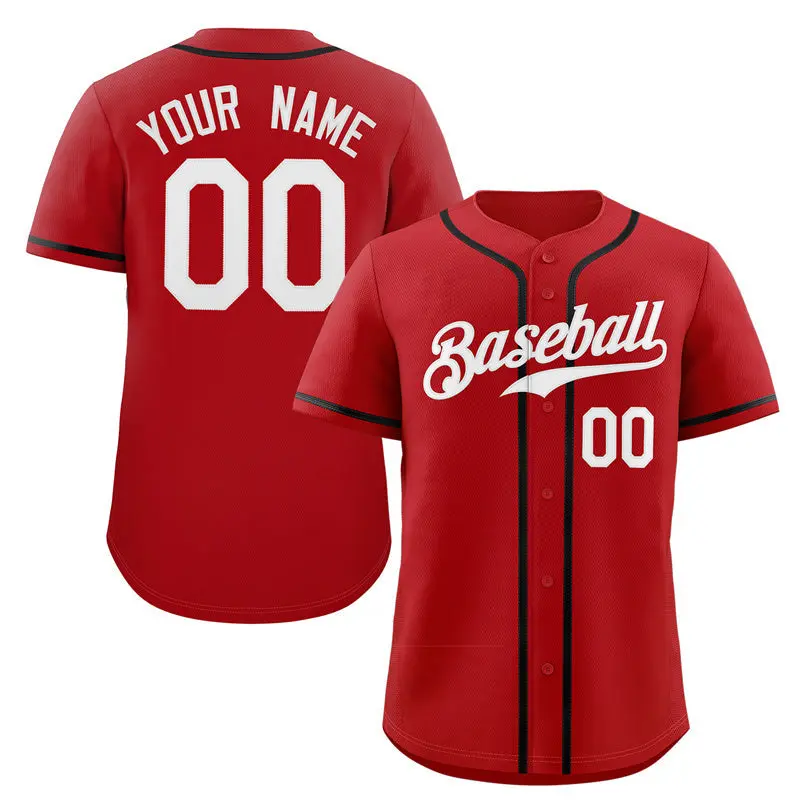 Red White-Black Authentic Classic Baseball Jersey