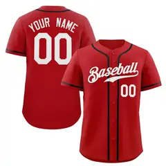 Red White-Black Authentic Classic Baseball Jersey 1