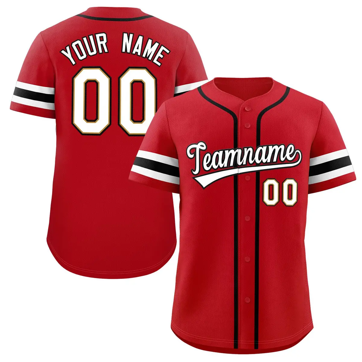 Red White-Black Authentic Classic Baseball Jersey