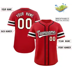 Red White-Black Authentic Classic Baseball Jersey 2