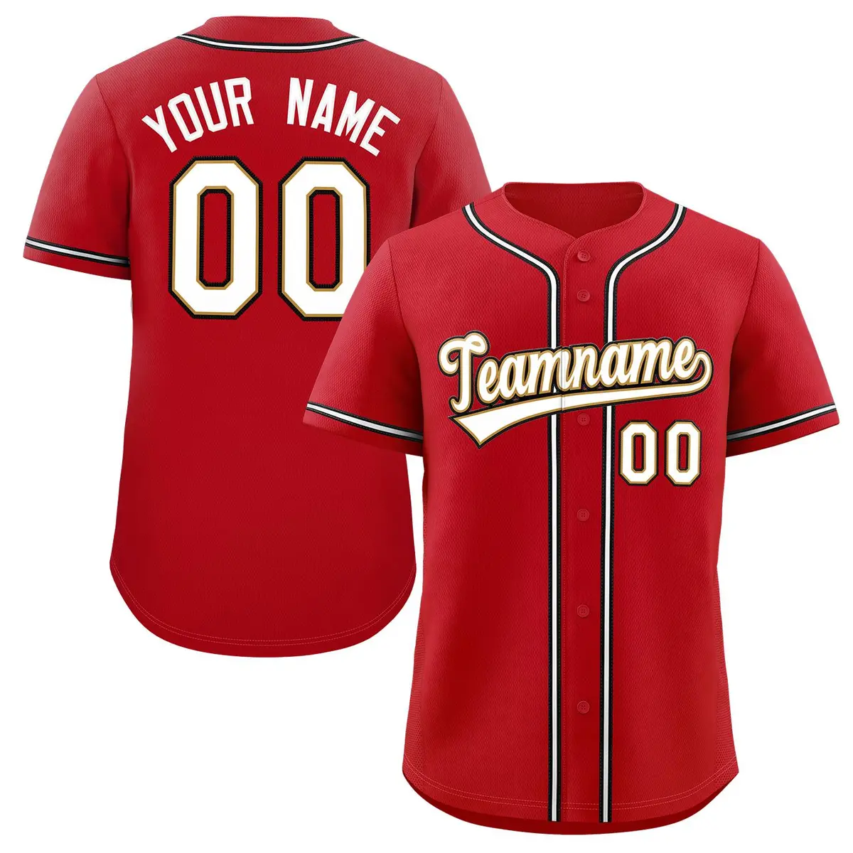 Red White-Black Authentic Classic Baseball Jersey
