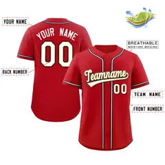 Red White-Black Authentic Classic Baseball Jersey 2