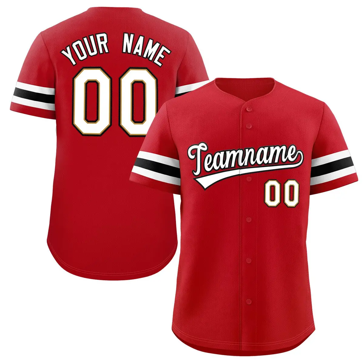 Red White-Black Authentic Classic Baseball Jersey
