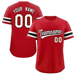 Red White-Black Authentic Classic Baseball Jersey 1