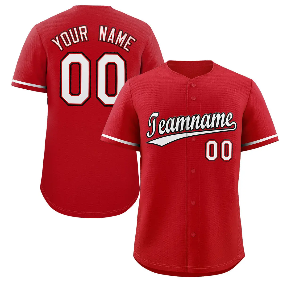 Red White-Black Authentic Classic Baseball Jersey