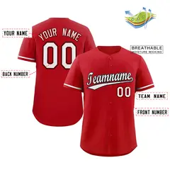 Red White-Black Authentic Classic Baseball Jersey 2